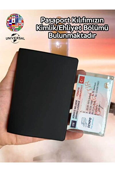 Cekuonline Black Vinyle Leather Passport Cover Case for All Countries' Passports Cat on Vacation