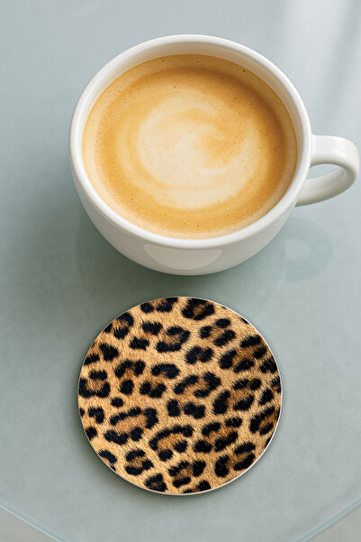 Cekuonline قاعدة كوب دائرية من البليكسي جلاس بنمط مطبوع فردي بنقشة الفهد