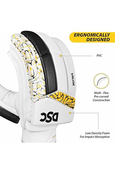 DSC Intense Valor Leather Cricket Batting Gloves, Mens Right (White Turquoise)
