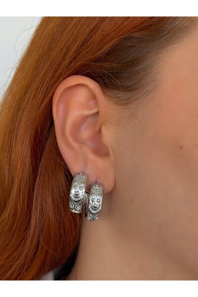 h&b design jewel Steel Silver Crescent Earrings