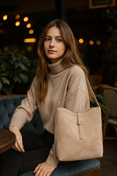 ESTUTE Lüks Süet Omuz Çantası + Uyumlu Makyaj Çantası – Şıklık ve Düzen Bir A...