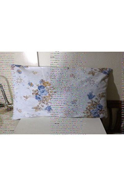 GÜZEL KAMAN غطاء وسادة قطعتين أزرق كريمي بنقشة زهور القهوة ملون (48×65) جودة ...