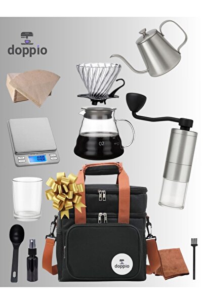 DOPPİO Complete 12-Piece V60 Coffee Brewing Set with Travel Bag