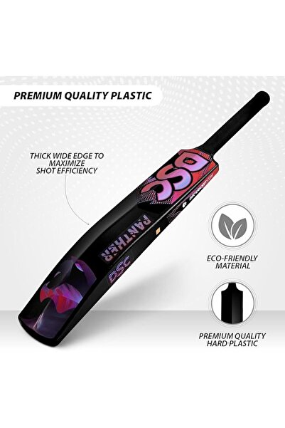 DSC Panther Plastic Bat with PVC Ball, Color-Black, Size-6 (12-15 Yrs)