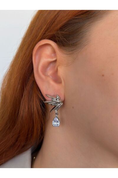 h&b design jewel Silver Stone Wing Earrings