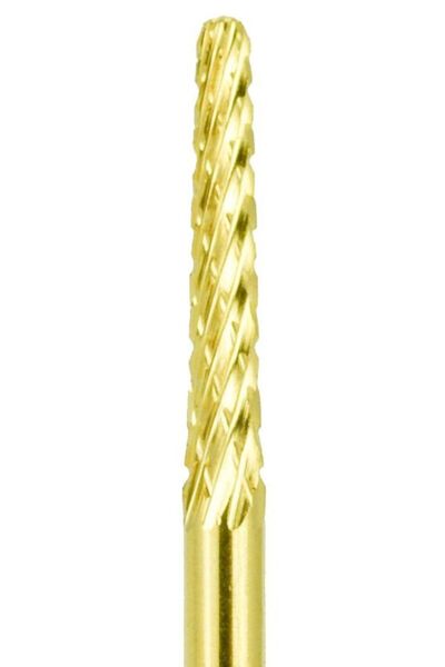 Ami Gel Nail Drill Bit Head - D2M Elongated Trapezoid Gold Carbide AGD2MB1CG - Ami Gel