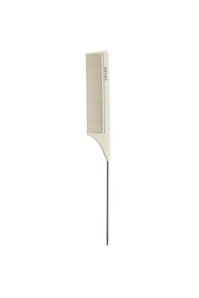 Bifull Flexible White Comb for Hairstyling with Metal Tail - Blanco - Pin Tail Comb No. 002 -