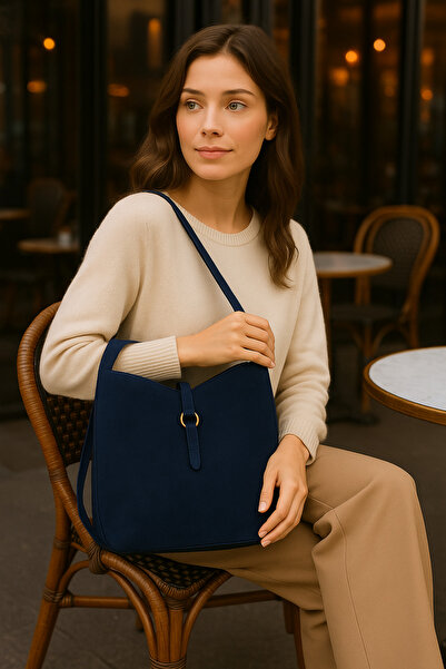 ESTUTE Lüks Süet Omuz Çantası + Uyumlu Makyaj Çantası – Şıklık ve Düzen Bir A...