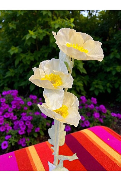 Happyland Yapay Çiçek Gelincik Dalı 1 adet Sarı Renk 60 cm Gelincik HPY-26132