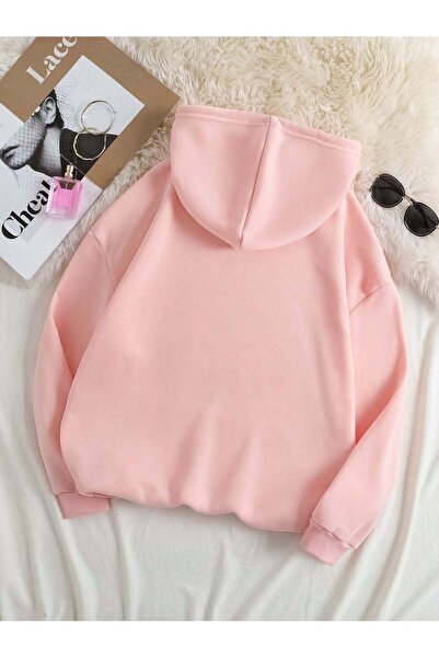 DİSCOST Moda Dünya Desenli Baskılı Kapüşonlu Üst, Kadın Kaşmir Uzun Kollu Kapüşonlu Üst