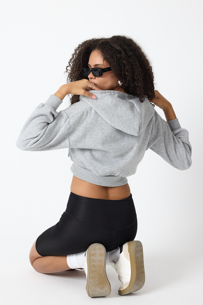 Bozz&Bozz Collection سترة نسائية قصيرة من القطن السميك مطبوعة بحجر الكريستال ...