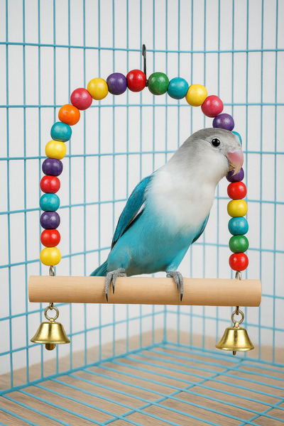 Alyones Doğal Ahşap Salıncak Kuş Oyuncağı – Çiğneme ve Tırmanma için Dayanıkl...