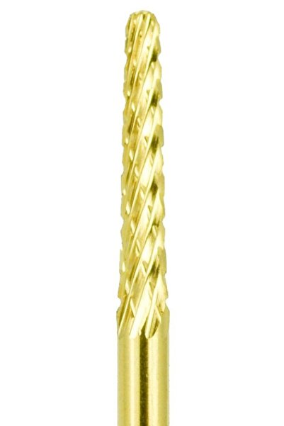 Ami Gel Nail Drill Bit Head - D2M Elongated Trapezoid Gold Carbide AGD2MB1CG - Ami Gel