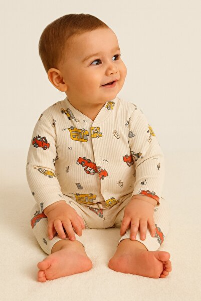 dinamik çocuk Baby Boy Car Printed Snap Fastener Newborn Baby Romper 100% Cotton Flexible 1-3-6 Months Old