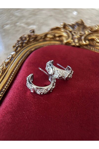 h&b design jewel Steel Silver Crescent Earrings