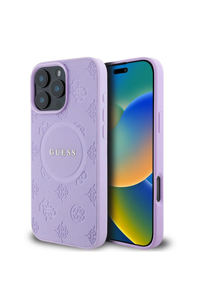 Guess Husa Saffiano Peony Classic Logo MagSafe iPhone 16 Pro, mov, GUHMP16LPS...