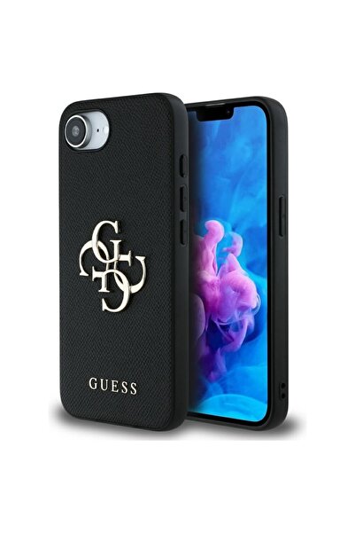 Guess Оригинален твърд калъф за iPhone 16e 4G с големи шарки и класическо лог...