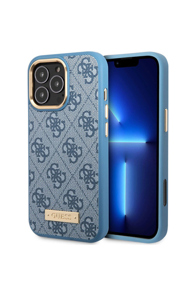 Guess Husa originala iPhone 16 Pro Max Hardcase 4G Logo Plate MagSafe, albast...