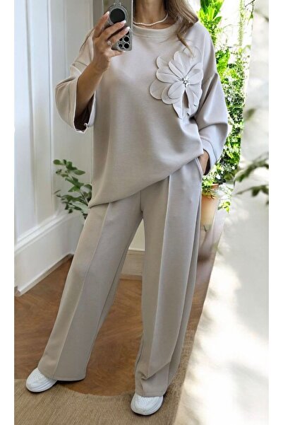 styleFlex Women's elastic viscose tracksuit with appliquéd flower