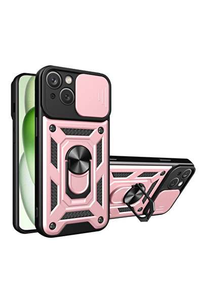Techsuit Husa iPhone 15 protectie camera CamShield Series, roz