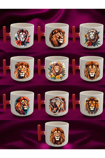 lili hediyelik كوب لاتيه مطبوع عليه أسد - كوب لاتيه، كوب قهوة، كوب قهوة