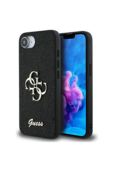 Guess Husa Glitter Fixed Big 4G iPhone 16e cu sclipici, negru, GUHCPSE4HG4SGK