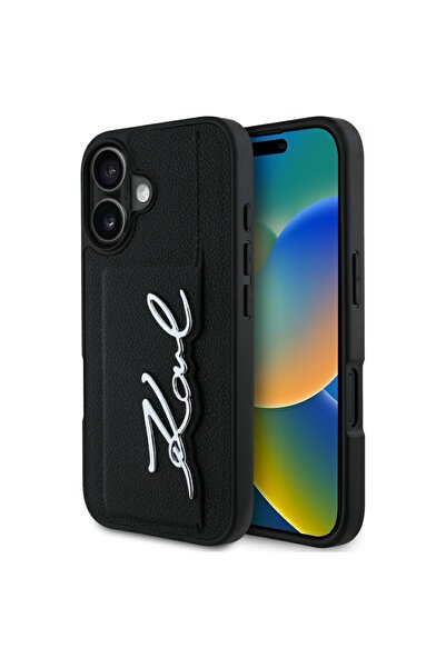 Karl Lagerfeld Husa iPhone 16 Karl Lagerfeld Hardcase Leather Cardslot, Metal...