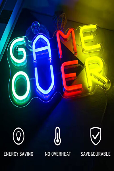 Tor Store Game Over Yazılı Neon Led Işık Aydınlatma Ev Ofis Dekorasyon Neon L...