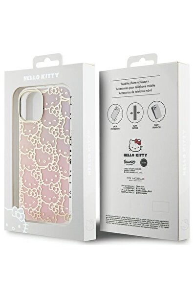 Hello Kitty Husa Hello Kitty iPhone 15 Hardcase IML Gradient Electrop Crowded Kitty Head, roz, HKHCP15SHCHPEP