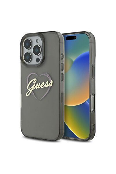 Guess Husa Hardcase IML Heart iPhone 16 Pro Max, negru, GUHCP16XHCHGSPK