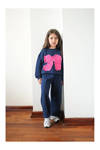QUEEN KİDS Queenkids Girl's 6232 Set Bow Navy Blue