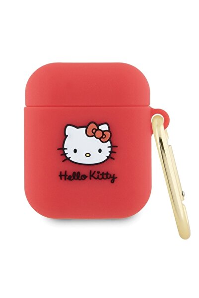 Hello Kitty Husa AirPods 1 Hello Kitty Silicone 3D Kitty Head, HKA23DKHSF, rosu
