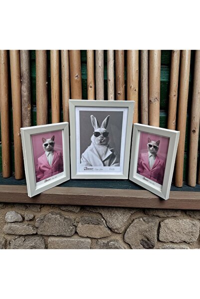 Peramari Decorative Wooden Art Triple Picture Frame Gray