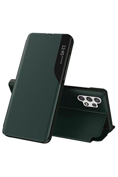 Techsuit Husa Samsung Galaxy A32 4G Leather View flip tip carte, verde