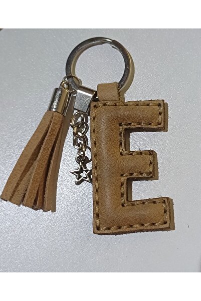 Durush Collection سلسلة مفاتيح من الجلد الطبيعي باللون البني الحليبي على شكل ...