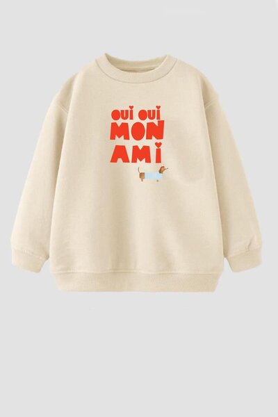 Monila Kız Çocuk Baskılı 3 İplik Kumaş Pamuklu Sweatshirt