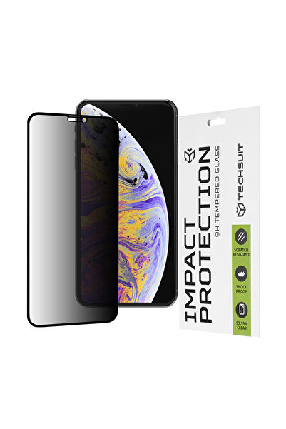 Techsuit Folie sticla iPhone XS Max 111D Privacy Full Glue, negru