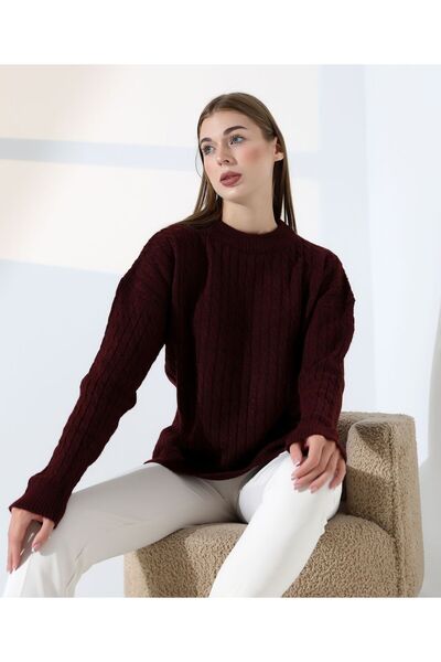 REDMİNA fashion Contrast Textured Knit Sweater