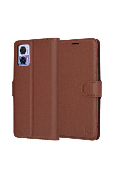 Techsuit Husa Motorola Edge 30 Neo Leather Folio, maro