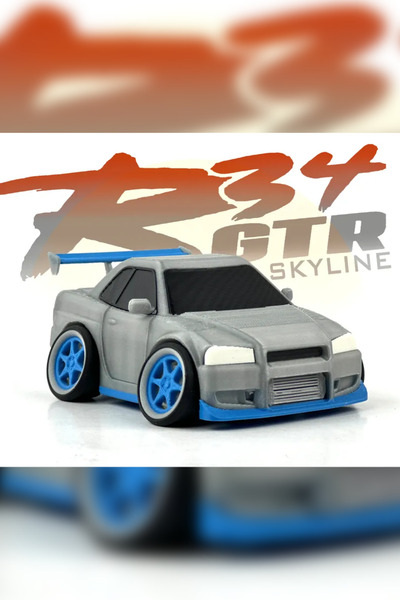 Genç 3D Karikatür Nissan Skyline R34 GTR Model | Koleksiyonluk Dekoratif Maket | 3D Tasarım