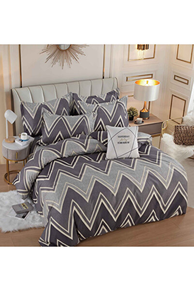 FIONNA.RO Lenjerie De Pat Finet Superior Cu Elastic - Gri Zig Zag