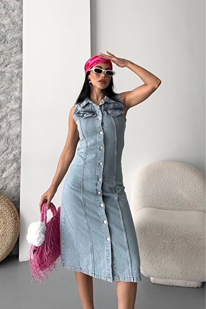 hibiscus Zero sleeve snow wash tunic jacket blue d2520