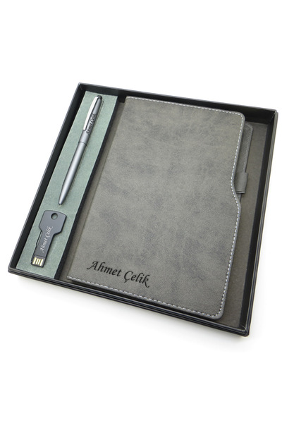 Signator ® Codex | N234 Kişiye Özel Defterli Set - Scrikss İsme Özel Gri Kale...