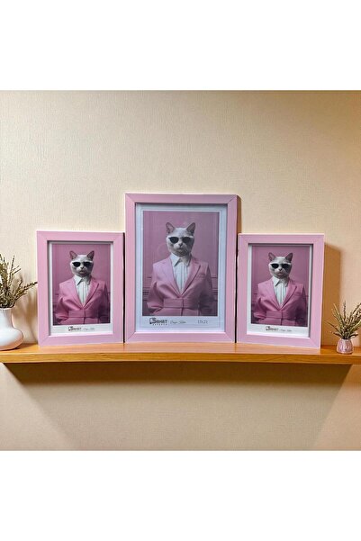 Peramari Decorative Wooden Art Triple Picture Frame Pink