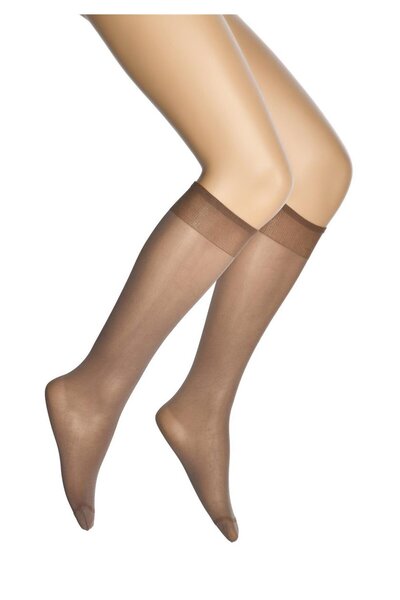 Dore Women's Mink Color Silk 40 Den Medium Thick Shiny Soft Knee-High Pantyhose 6-Pack
