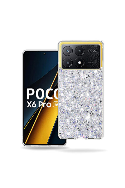 Techsuit Θήκη Xiaomi Poco X6 Pro με λαμπερή γκλίτερ, λευκή