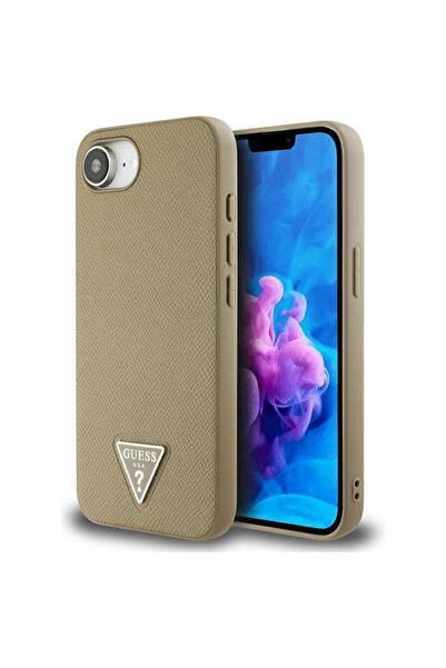 Guess Husa originala iPhone 16e Grained PU Triangle Logo MagSafe, maro, GUHMP...