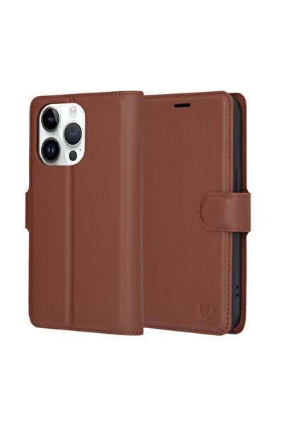 Techsuit Husa iPhone 14 Pro Leather Folio, maro