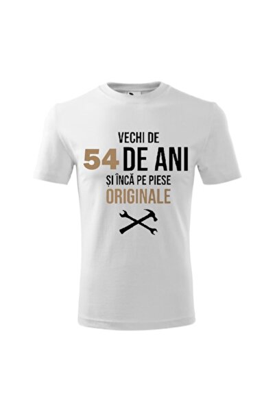 OEM Tricou barbati personalizat, alb, Vechi de 54 ani si inca pe piese originale, M