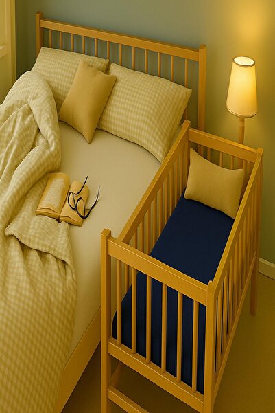 COTENCONCEPT 2 Pieces 70 X 120 X 20 cm Mother's Side Elastic Combed Cotton Fabric Baby Bed Sheet